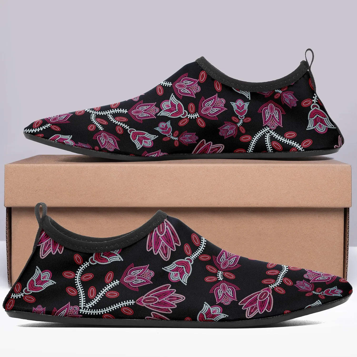 Beaded Pink Sockamoccs Slip On Shoes