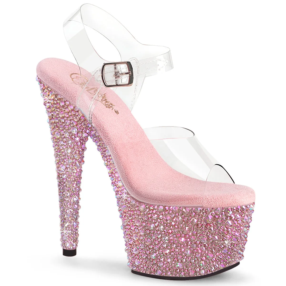 BEJEWELED-708MS Pleaser Clear/Baby Pink Sexy Platform Shoes (Pole Dancing Heels)
