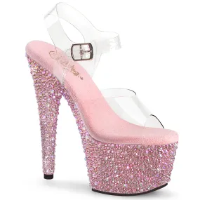 BEJEWELED-708MS Pleaser Clear/Baby Pink Sexy Platform Shoes (Pole Dancing Heels)