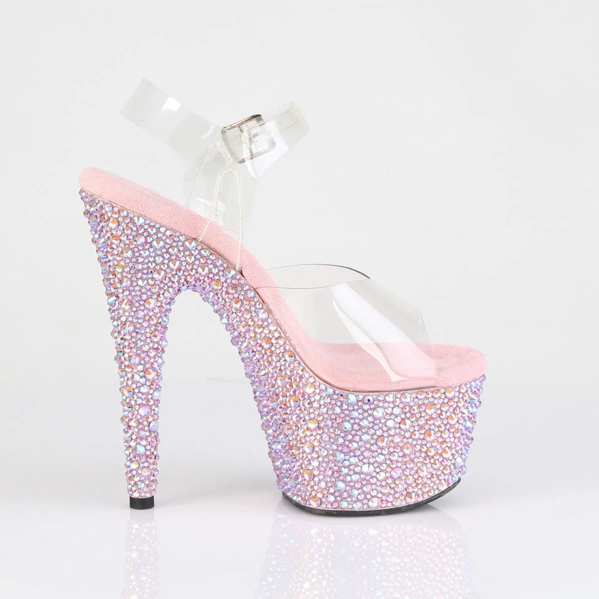 BEJEWELED-708MS Pleaser Clear/Baby Pink Sexy Platform Shoes (Pole Dancing Heels)