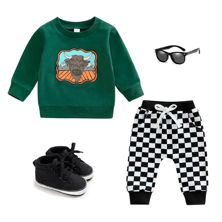 Black Checkered Baby Pants
