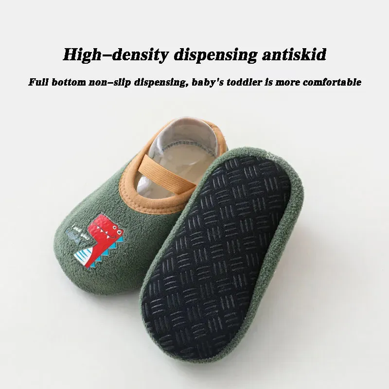 Cartoon Design Floor Shoes with Rubber Sole for Baby