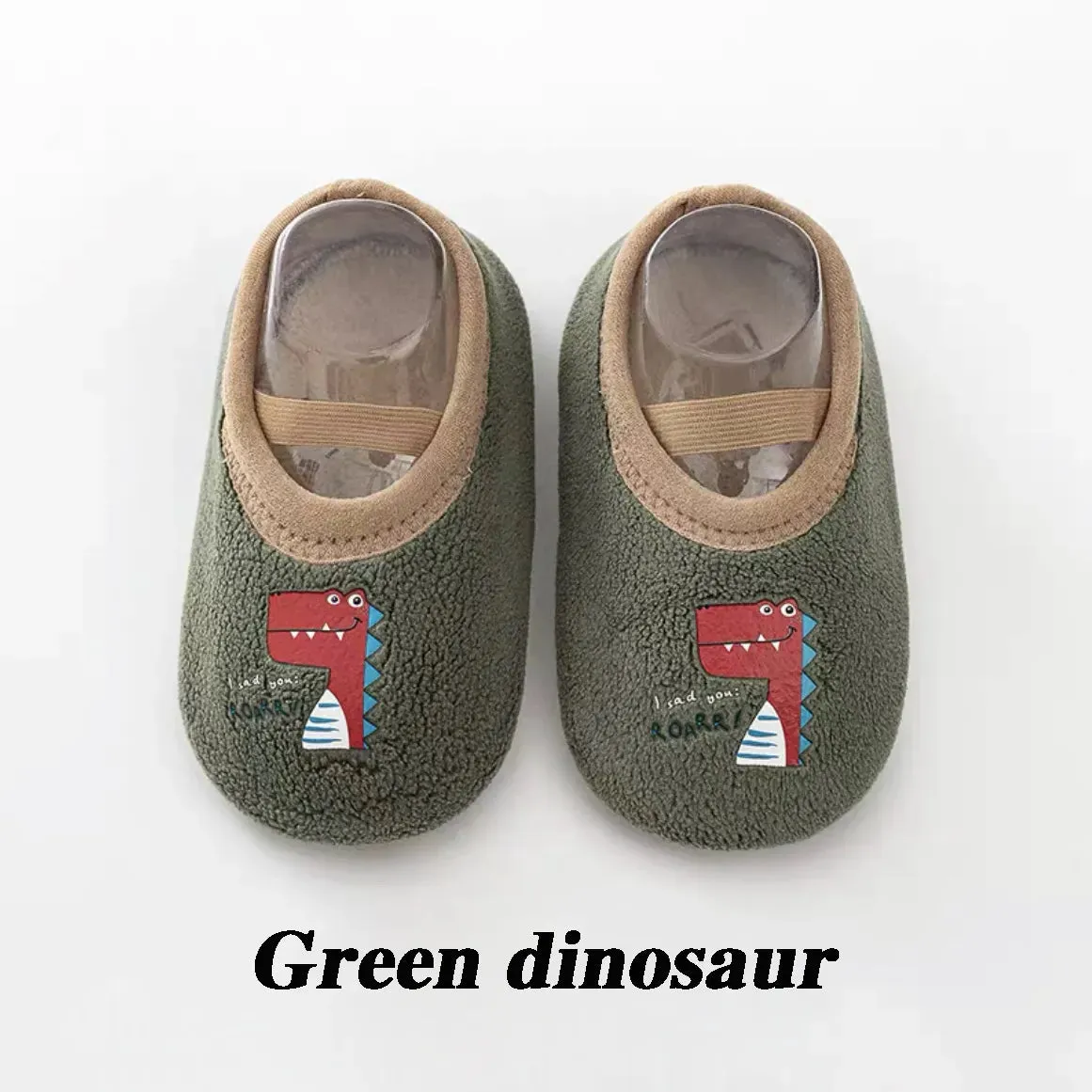 Cartoon Design Floor Shoes with Rubber Sole for Baby