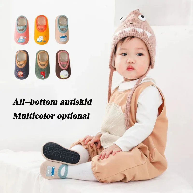 Cartoon Design Floor Shoes with Rubber Sole for Baby