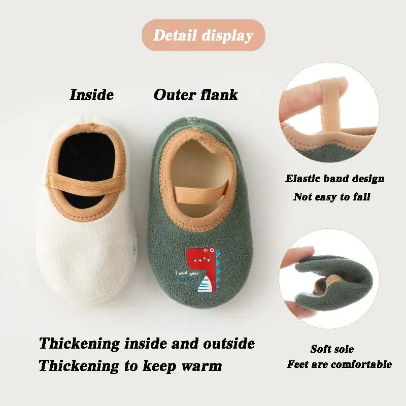 Cartoon Design Floor Shoes with Rubber Sole for Baby