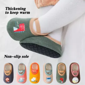 Cartoon Design Floor Shoes with Rubber Sole for Baby