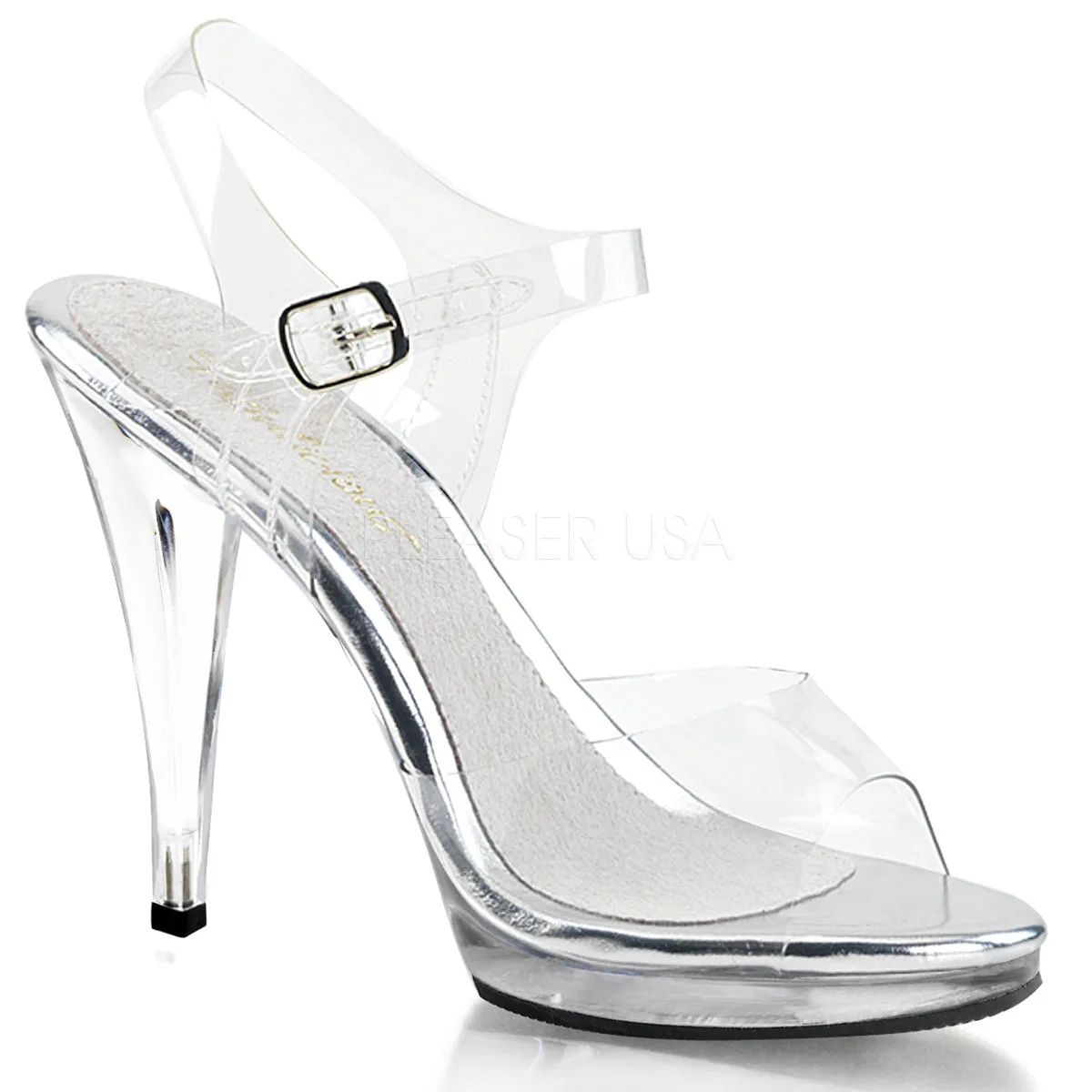 Clear Sandals with 4.5-inch Spike Heels FLAIR-408