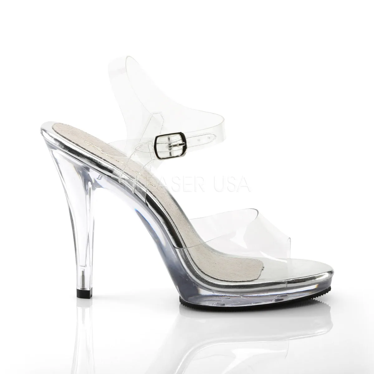 Clear Sandals with 4.5-inch Spike Heels FLAIR-408