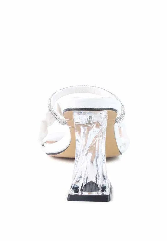 Date Look Clear Heel Rhinestone Sandals
