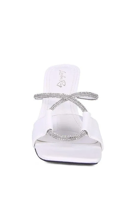 Fineapple Crystal Loop Mid Heel Sandals