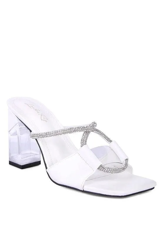 Fineapple Crystal Loop Mid Heel Sandals
