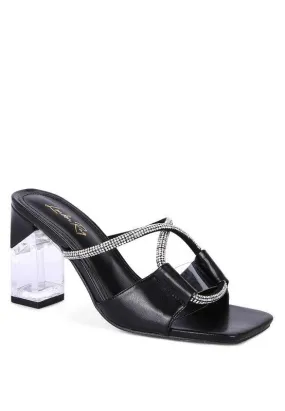 Fineapple Crystal Loop Mid Heel Sandals