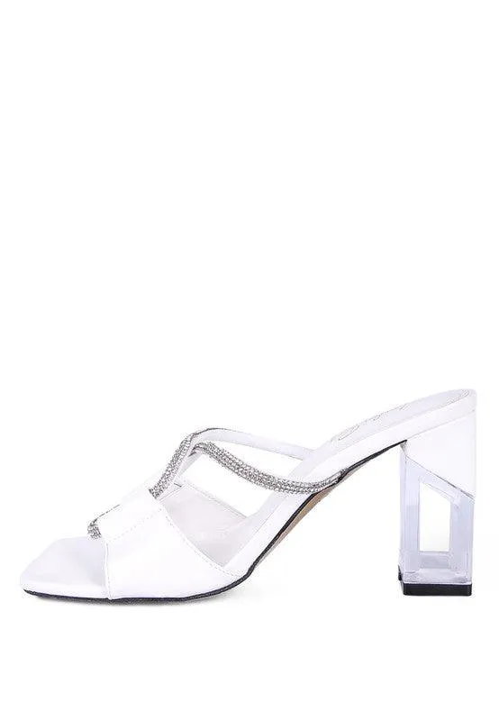 Fineapple Crystal Loop Mid Heel Sandals