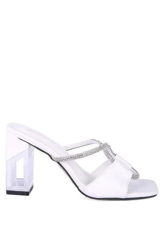 Fineapple Crystal Loop Mid Heel Sandals