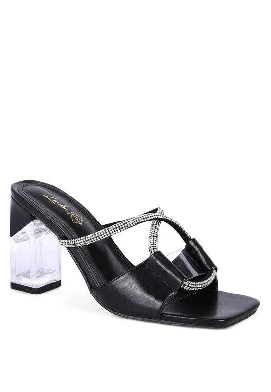 Fineapple Crystal Loop Mid Heel Sandals