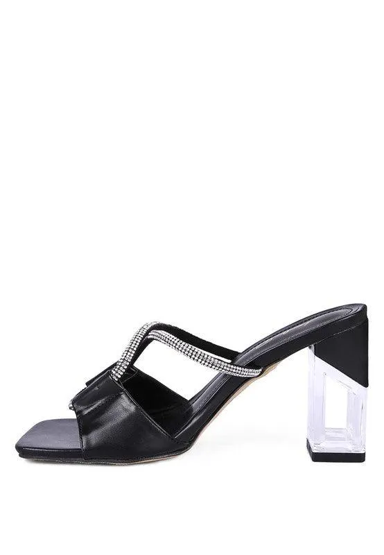 Fineapple Crystal Loop Mid Heel Sandals