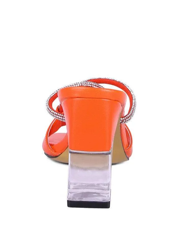 Fineapple Crystal Loop Mid Heel Sandals