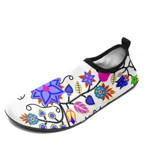 Floral Beadwork Seven Clans White Sockamoccs Slip On Shoes