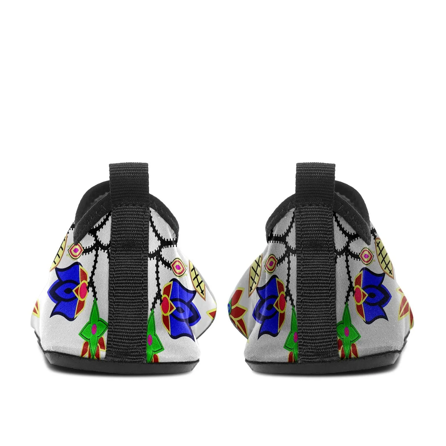 Floral Beadwork Seven Clans White Sockamoccs Slip On Shoes