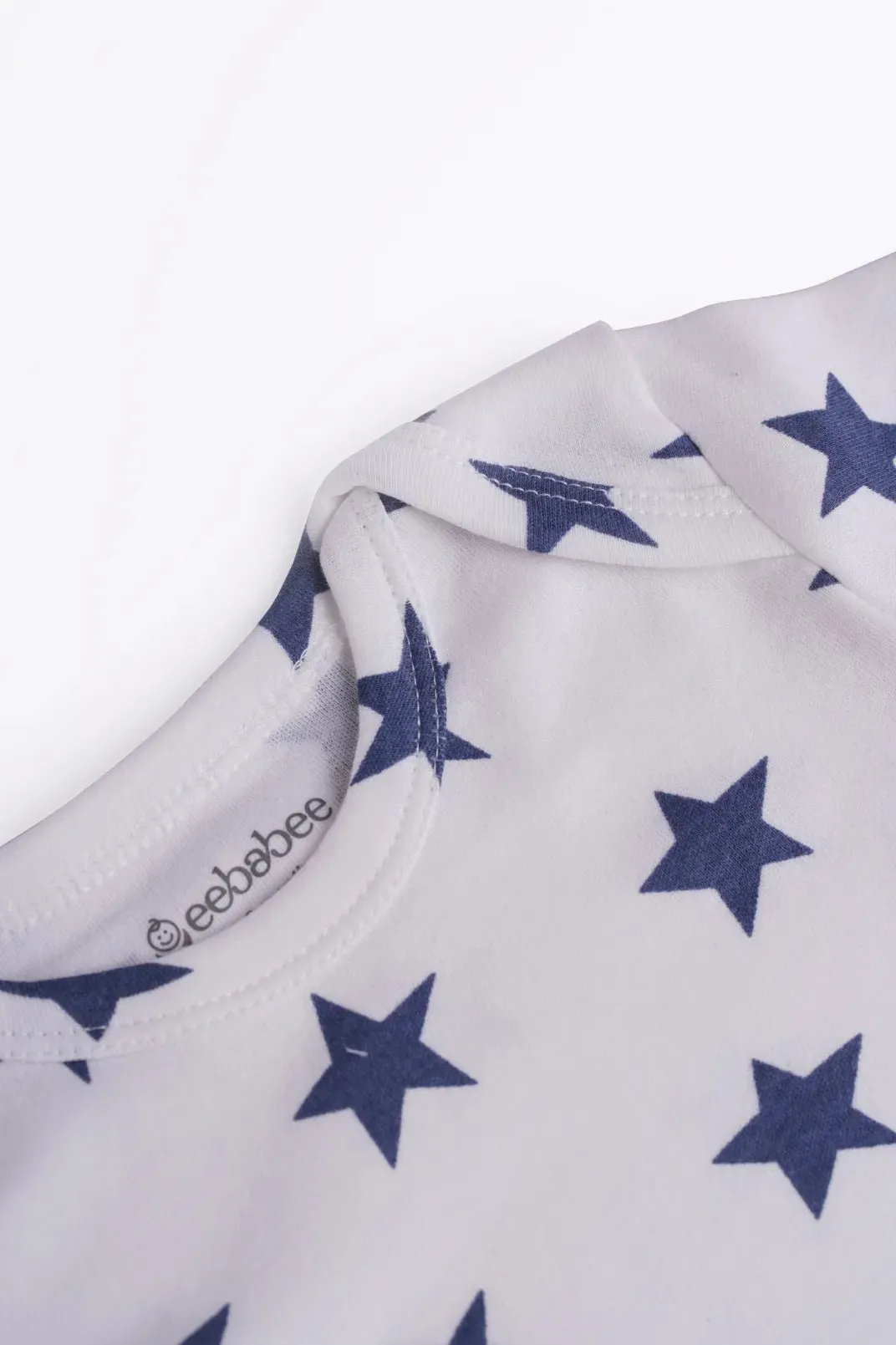 Full sleeve White & blue graphic bodysuit for baby