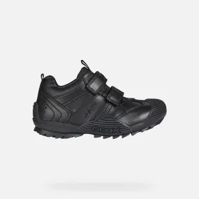 Geox Savage - Black Double Riptape School Shoe
