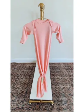 Knotted Baby Gown Hat Set - Pink