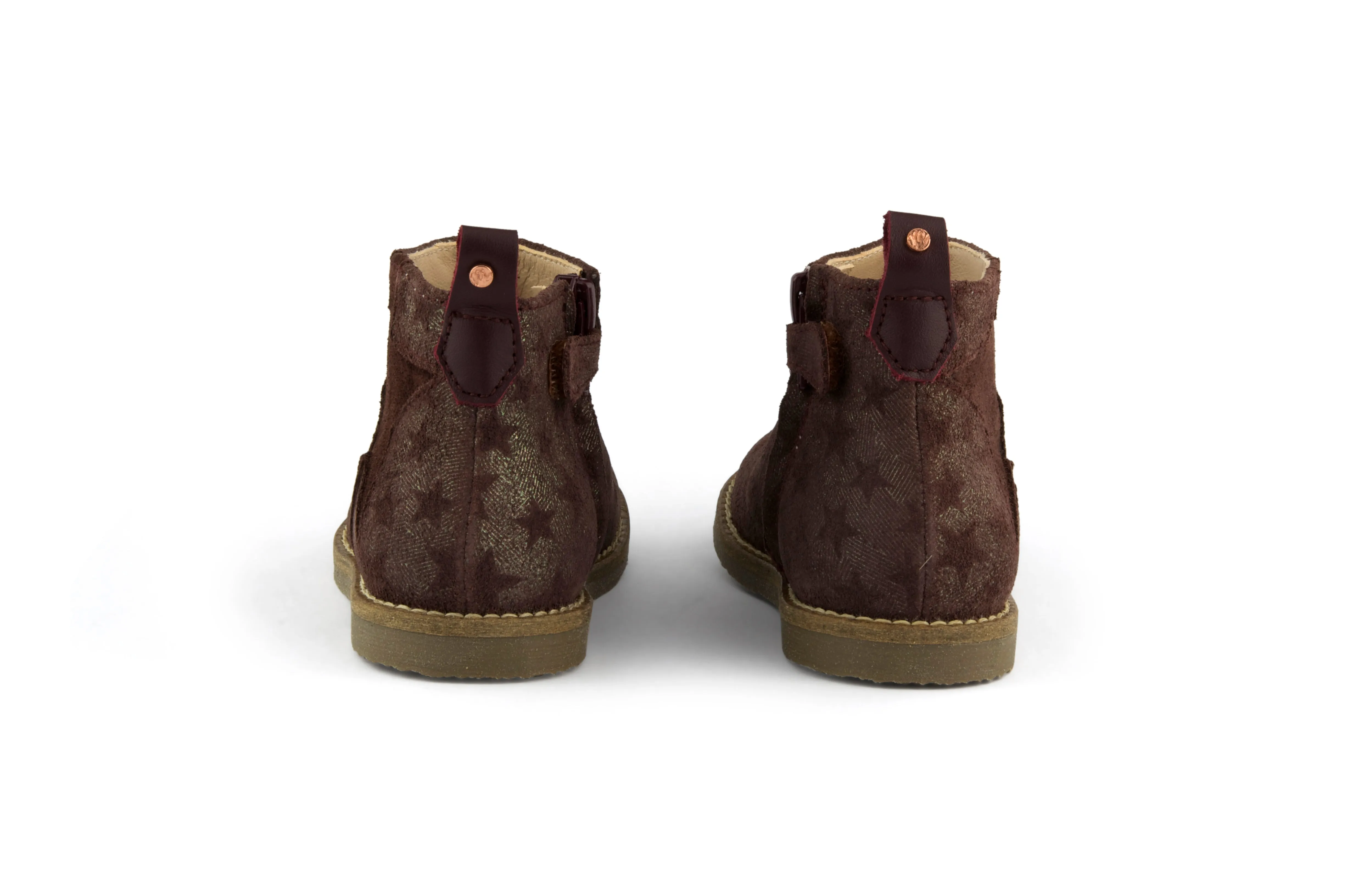 Manuela de Juan Girls Soft Shimmer Plum Boot with Stars