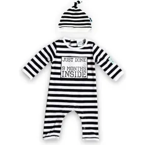 Newborn Long Sleeves Striped Romper & Hat  Just Done 9 Months Inside®