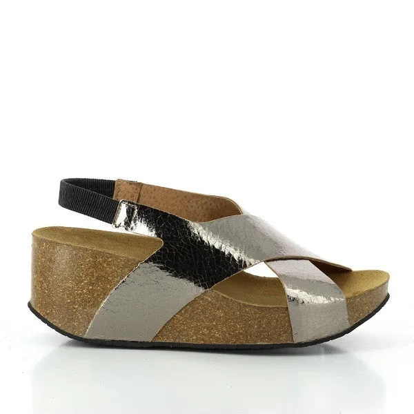 Plakton 275027 Cross-Strap Silver Wedges