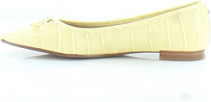Sam Edelman Jillie Bow Canary Yellow Leather Ballet Flats Slip On Dress Loafers