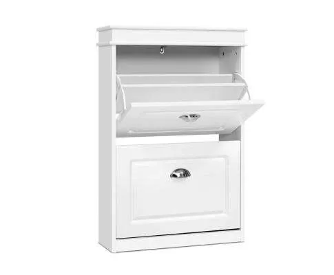 Shoe Cabinet Shoes Storage Rack White Organiser Shelf Cupboard Drawer 12 Pairs
