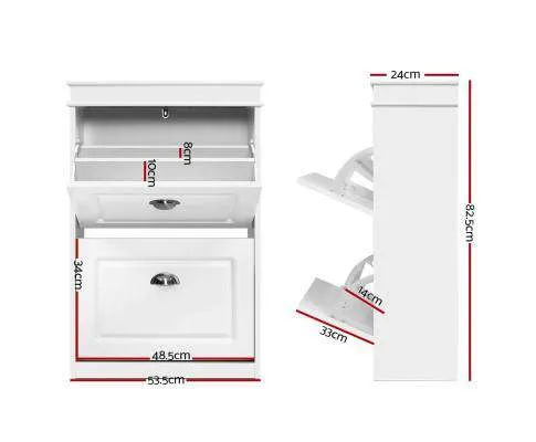 Shoe Cabinet Shoes Storage Rack White Organiser Shelf Cupboard Drawer 12 Pairs