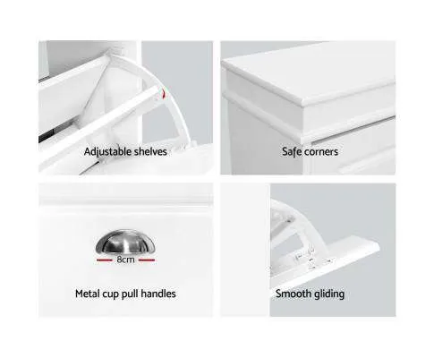 Shoe Cabinet Shoes Storage Rack White Organiser Shelf Cupboard Drawer 12 Pairs