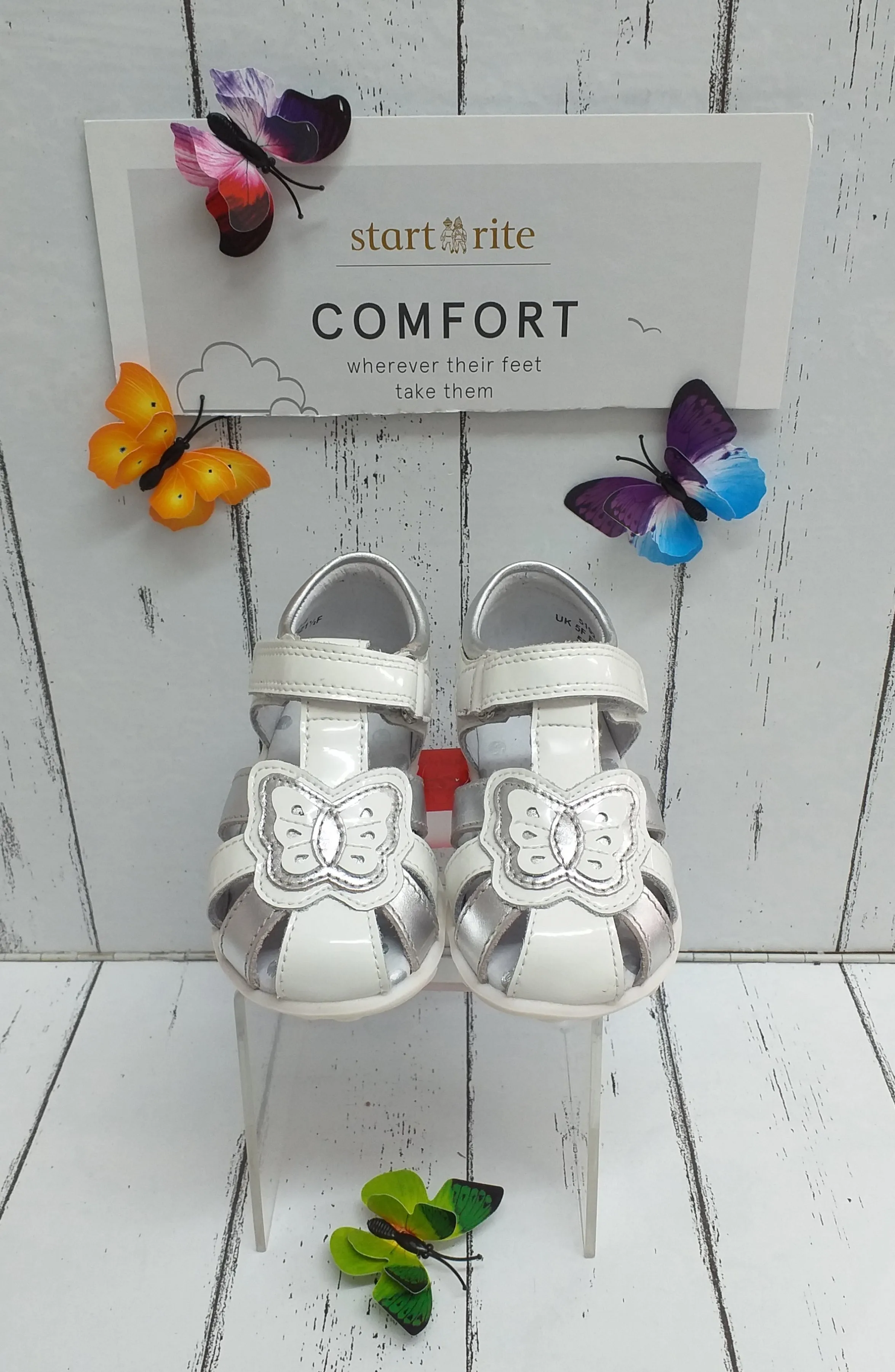 STARTRITE - CHARM - 5192-4 -  SANDAL - White Patent /Silver Metallic