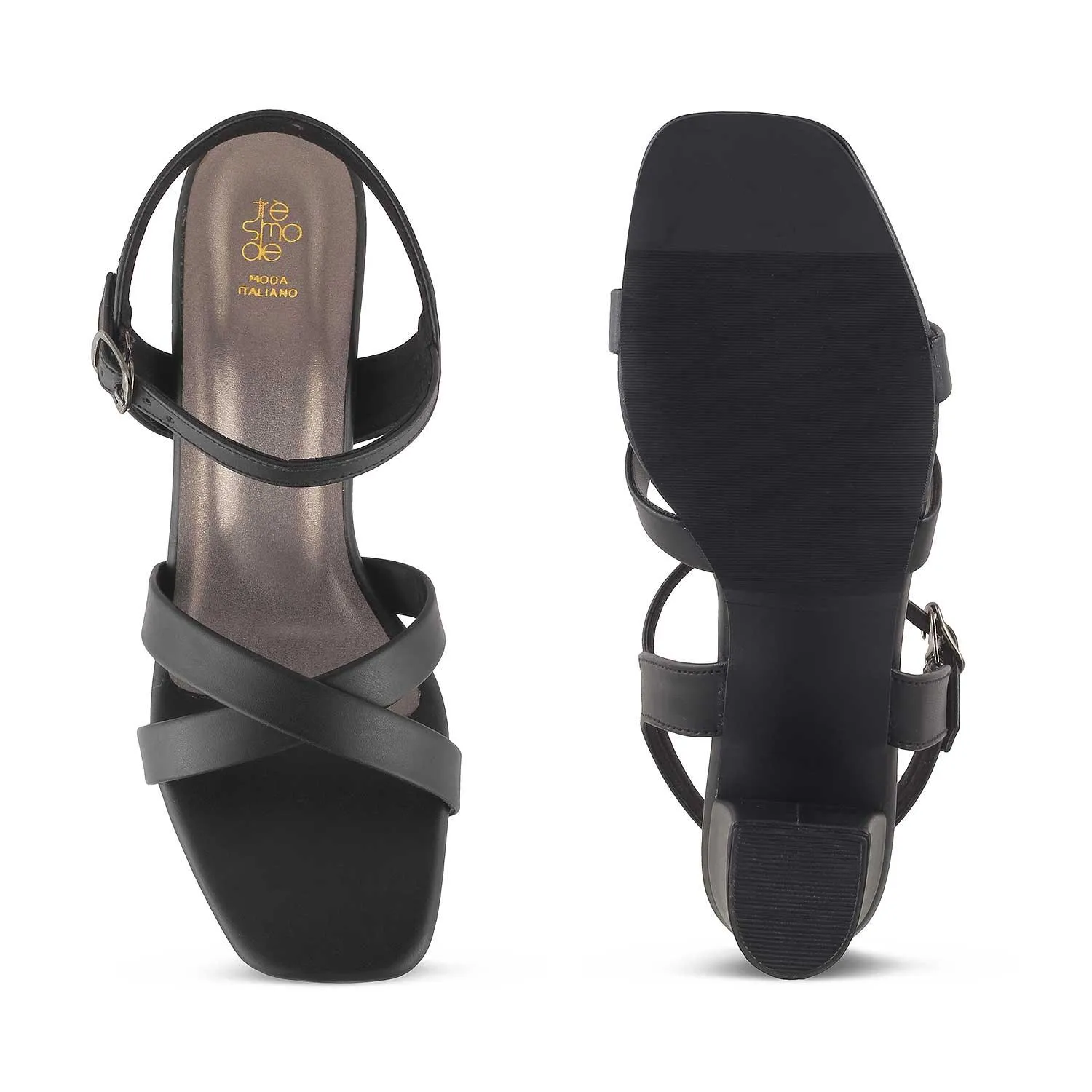 The Roch Black Women's Dress Block Heel Sandals Tresmode