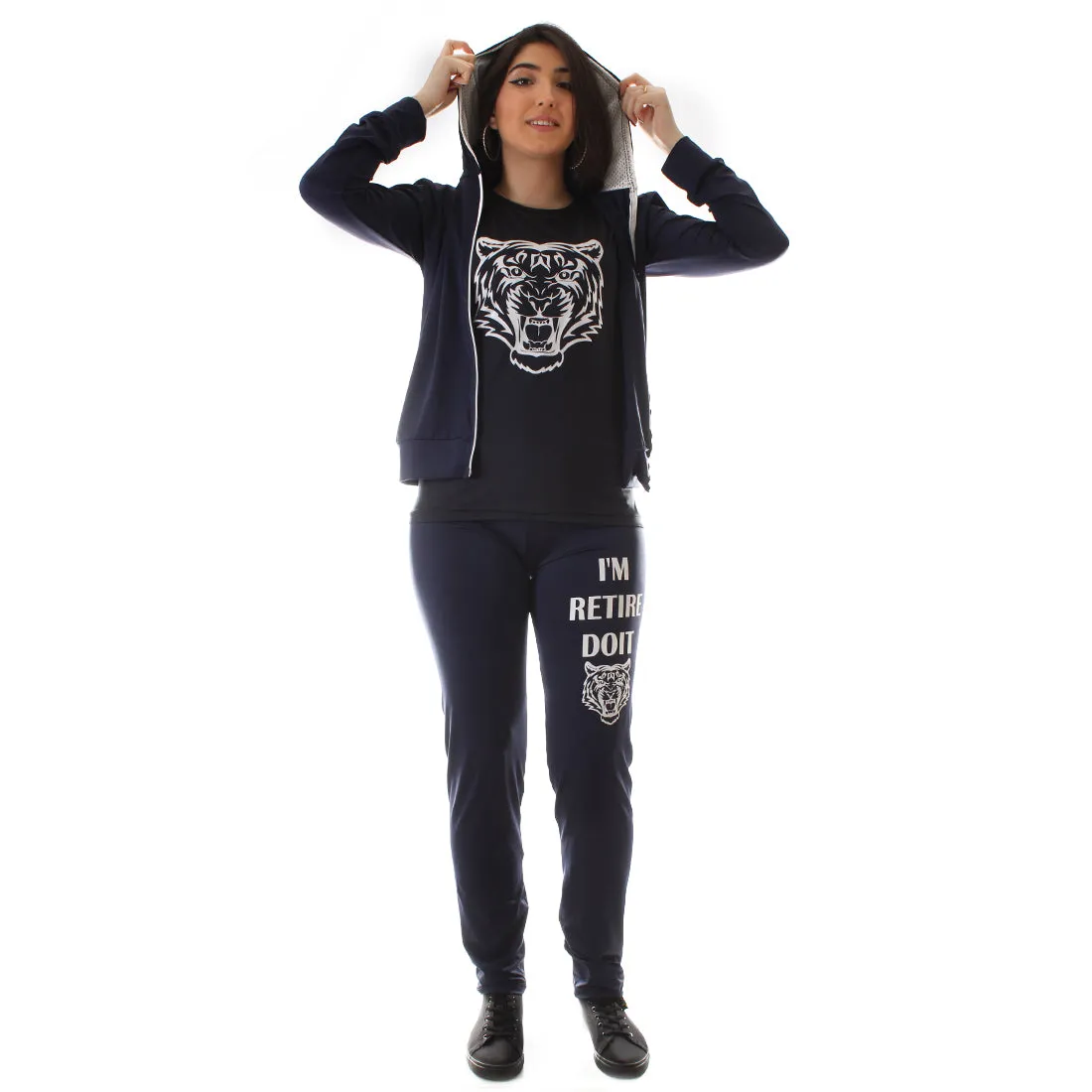 Women's Workout 3 Piece Set/ navy -6223