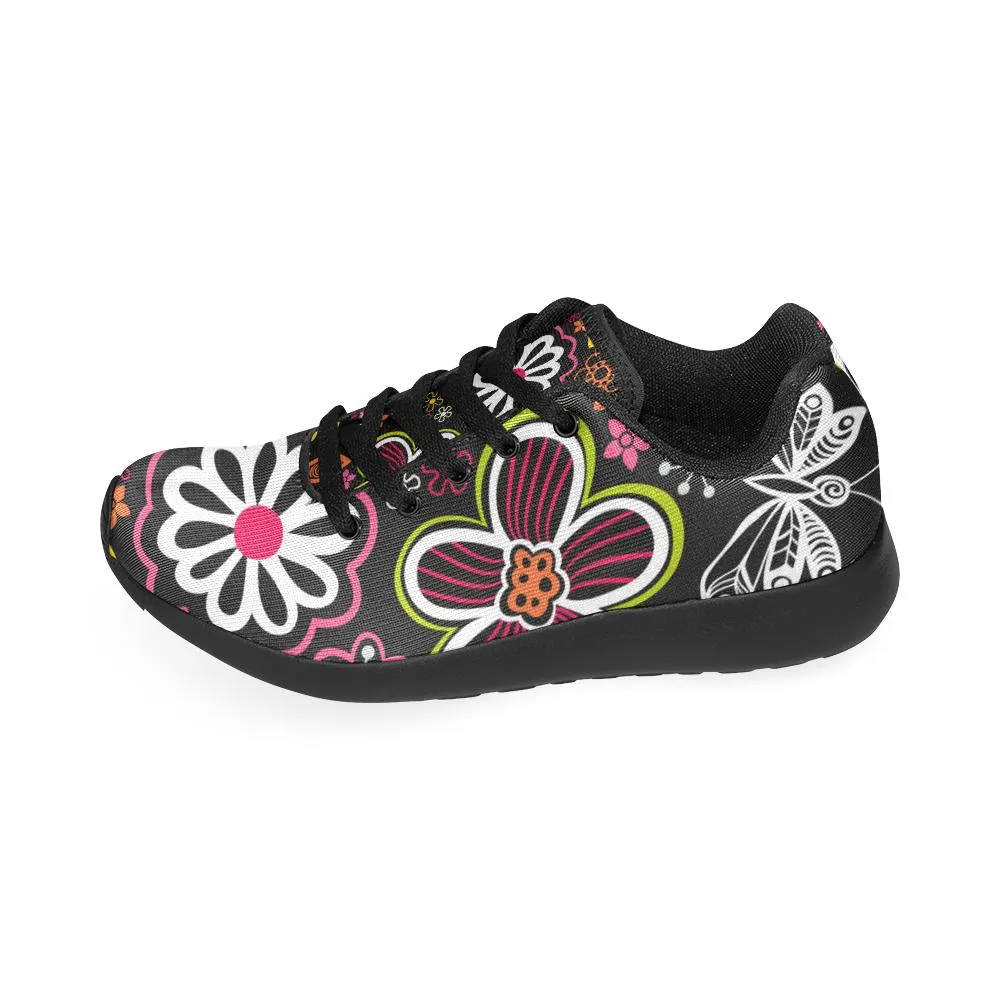 Zenzzle dark Beautiful floral pattern print on Women's Running shoes Casual Lightweight Athletic Sneakers US size 6-15
