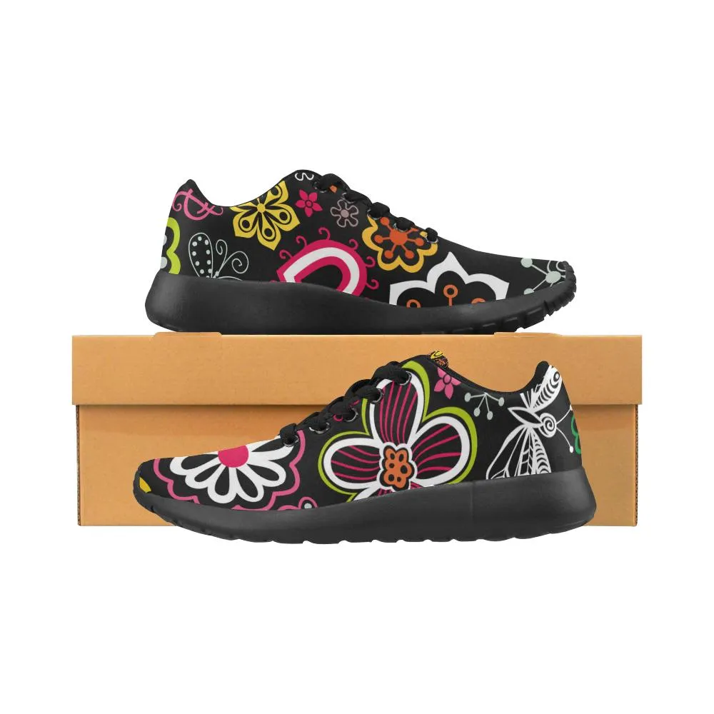 Zenzzle dark Beautiful floral pattern print on Women's Running shoes Casual Lightweight Athletic Sneakers US size 6-15
