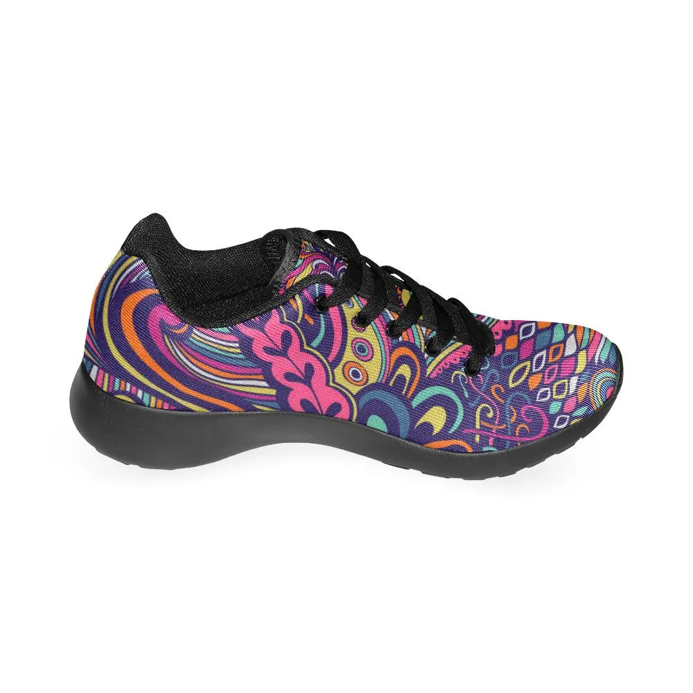 Zenzzle red abstract flowers pattern print on Women's Running shoes Casual Lightweight Athletic Sneakers US size 6-15