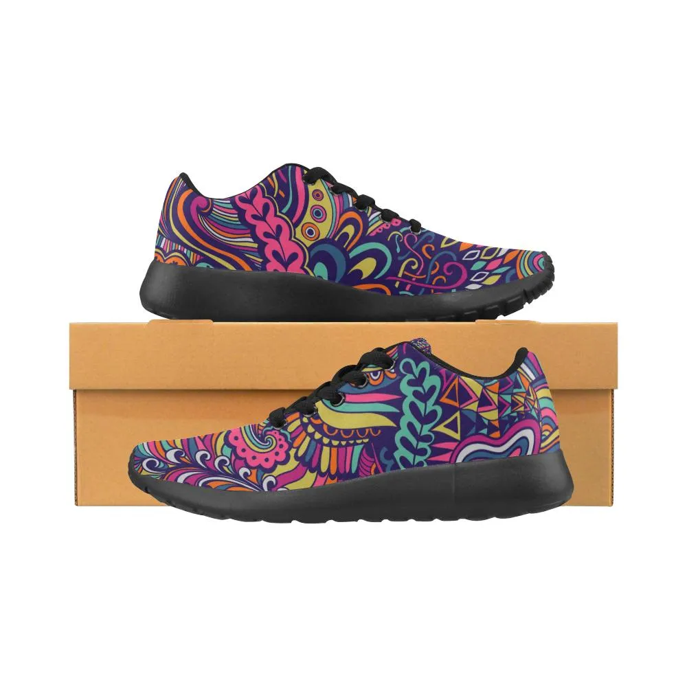 Zenzzle red abstract flowers pattern print on Women's Running shoes Casual Lightweight Athletic Sneakers US size 6-15
