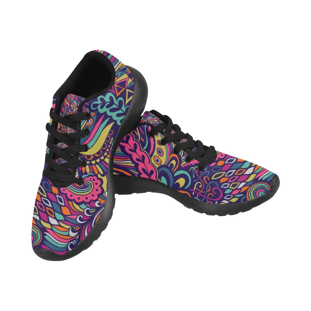 Zenzzle red abstract flowers pattern print on Women's Running shoes Casual Lightweight Athletic Sneakers US size 6-15